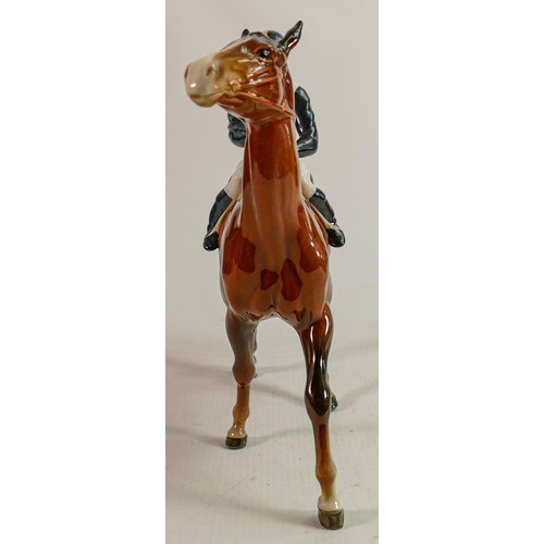 189 - Beswick Jockey on Walking Horse 1037, jockey in black, white & light blue colourway, No2 detail note... 