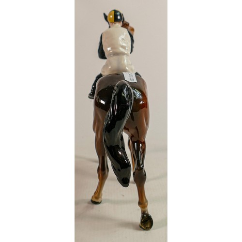 189 - Beswick Jockey on Walking Horse 1037, jockey in black, white & light blue colourway, No2 detail note... 