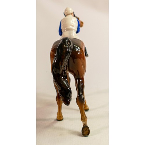 196 - Beswick Jockey on Walking Horse 1037, jockey in blue & white colourway, No24 detail noted on lighter... 