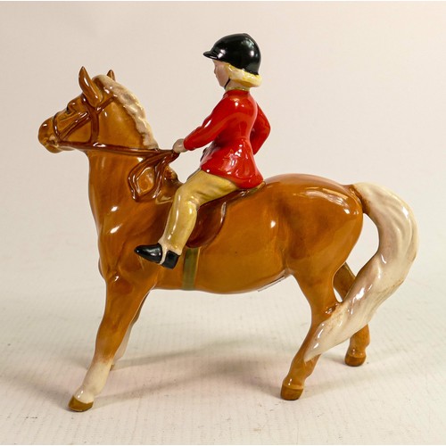 203 - Beswick rare girl on Palomino pony 1499, girl with red hunting coat.