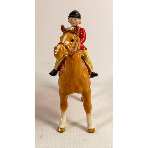 203 - Beswick rare girl on Palomino pony 1499, girl with red hunting coat.