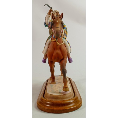 205 - Beswick rare Bedouin Arab on galloping horse 2275 on wood plinth.