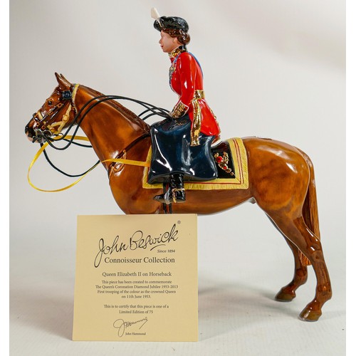 212 - John Beswick Connoisseur collection Queen Elizabeth II on Horseback, limited edition with box & cert... 