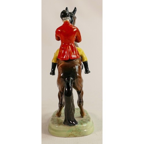 223 - Beswick Huntsman on rearing horse 868, early version with yellow trousers, restored.