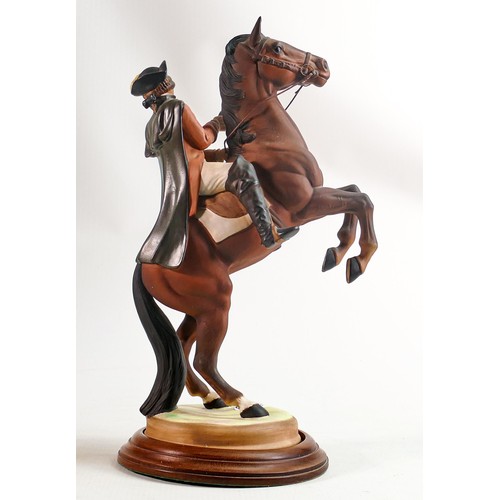 248 - Beswick Highwayman on rearing horse 2210, matt glazed on wood plinth, seconds.