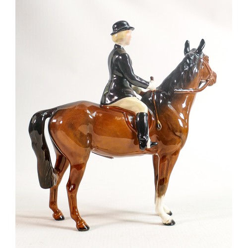 249 - Beswick Huntswoman on brown horse 1730, restored ears.