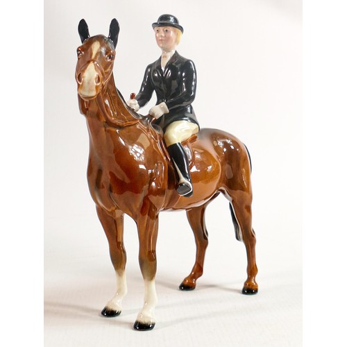 249 - Beswick Huntswoman on brown horse 1730, restored ears.