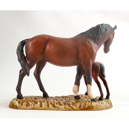 254 - Beswick model of mare & foal on base 953, in unusual satin matt finish.