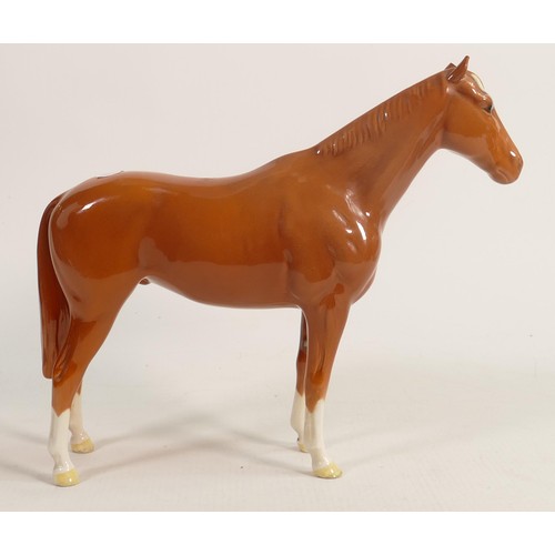 261 - Beswick chestnut Imperial horse 1557. a/f. Ends of Both ears chipped and some loss.