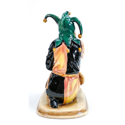 270 - Rare Royal Doulton prototype figure of a kneeling Jester with a Mandolin. Not for resale backstamp, ... 