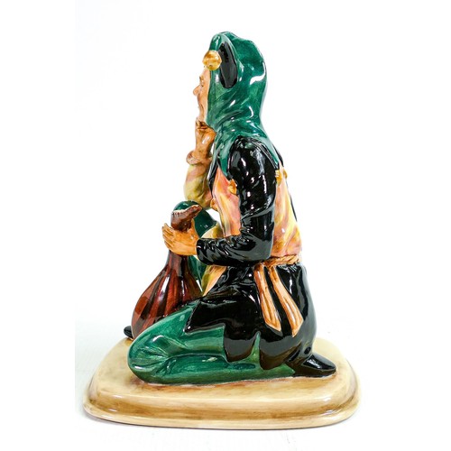 270 - Rare Royal Doulton prototype figure of a kneeling Jester with a Mandolin. Not for resale backstamp, ... 