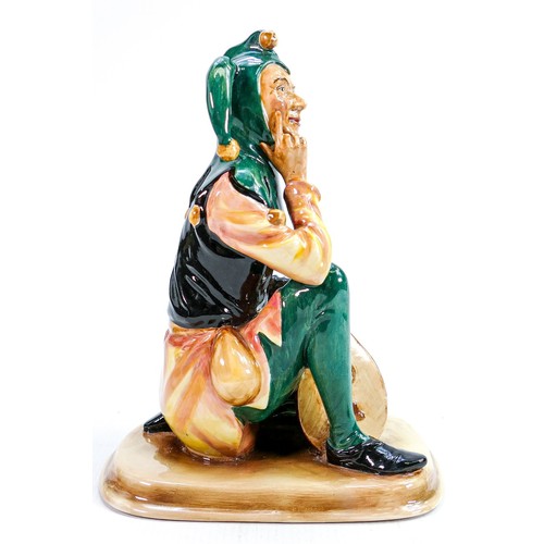 270 - Rare Royal Doulton prototype figure of a kneeling Jester with a Mandolin. Not for resale backstamp, ... 