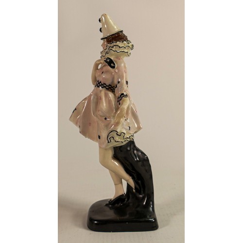 298 - Royal Doulton figure Pierrette, possible prototype colourway in speckled pink & white, impressed dat... 