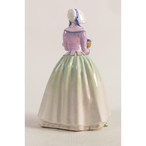 327 - Royal Doulton lady figure Dorcas HN1491, dated 1932. 1.5cm hairline crack to base and minor loss to ... 