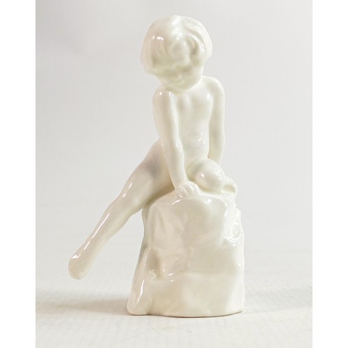 351 - Royal Doulton figure A child study in all over white glaze, C1930. h.11.5cm.