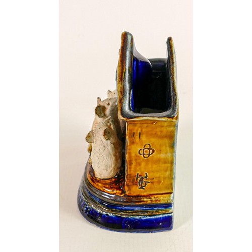 417 - George Tinworth for Doulton Lambeth
'Waits and Water'  - a comical mouse group, white mice in a blue... 