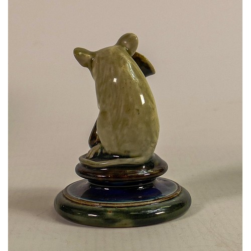 419 - George Tinworth for Doulton Lambeth, a comical figure of a mouse playing a trumpet, in a two tone gr... 