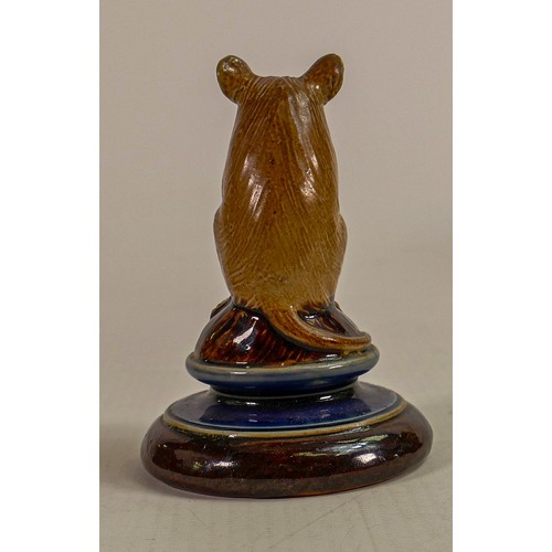 422 - George Tinworth for Doulton Lambeth, a comical figure of a mouse playing the flute, in a two tone br... 