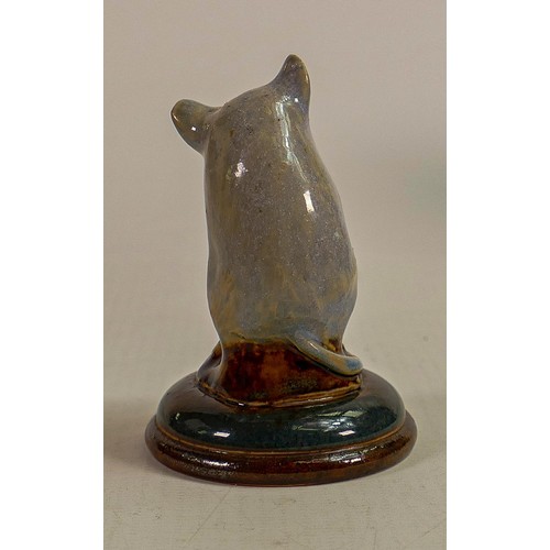 423 - George Tinworth for Doulton Lambeth, a comical figure of a mouse writing, in a two tone blue and bro... 