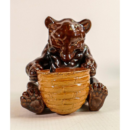 424 - A Royal Doulton Lambeth stoneware model of a seated bear with honeypot, impressed factory marks to b... 