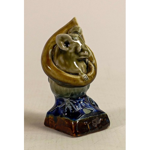 436 - George Tinworth for Doulton Lambeth, A comical figure of a mouse playing a trombone, in a two tone b... 