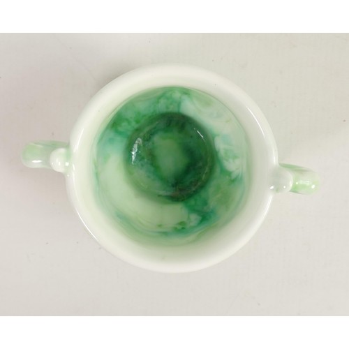 469 - Royal Doulton Chinese Jade two handled chalice, h.8.25cm. Glaze cracks to handles.