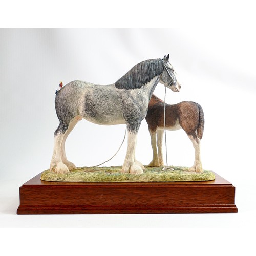 560 - Border Fine Arts limited edition Horse Best at Show, Clydesdale with Foal at Foot, signed Anne Wall.