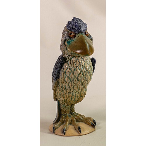 563 - British Studio Pottery Grotesque bird, inspired by the Martin Brothers, marked R.C Kew to inner rim ... 