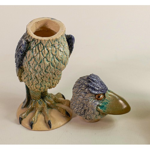 563 - British Studio Pottery Grotesque bird, inspired by the Martin Brothers, marked R.C Kew to inner rim ... 