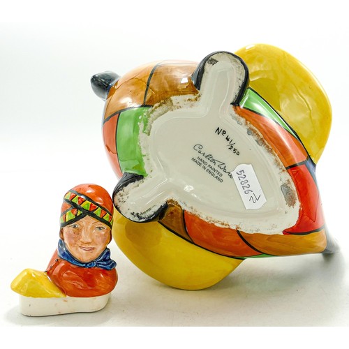 588 - Carltonware Clarice Cliff theme novelty Aeroplane teapot, limited edition, length 20cm.