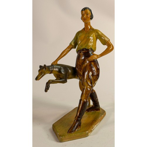 597 - Rare Wade Art Deco cellulose figure Christina, c1930, leaping deer mark, h.28.5cm. Some slight flaki... 