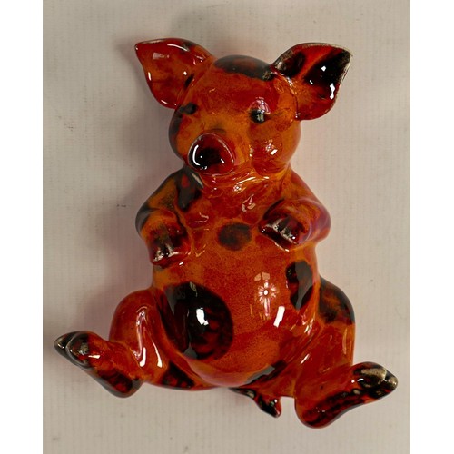 675 - Anita Harris model of a Pig. Gold signed to base.