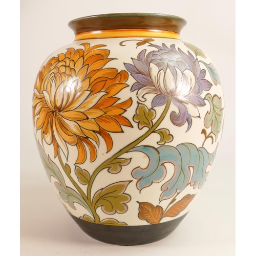 677 - Large Gouda Vase decorated in Chrysanthemum design, height 26cm.