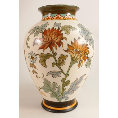 678 - Large Gouda vase decorated in Chrysanthemum design, height 34cm.