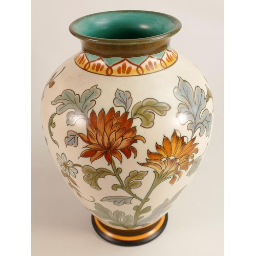 678 - Large Gouda vase decorated in Chrysanthemum design, height 34cm.