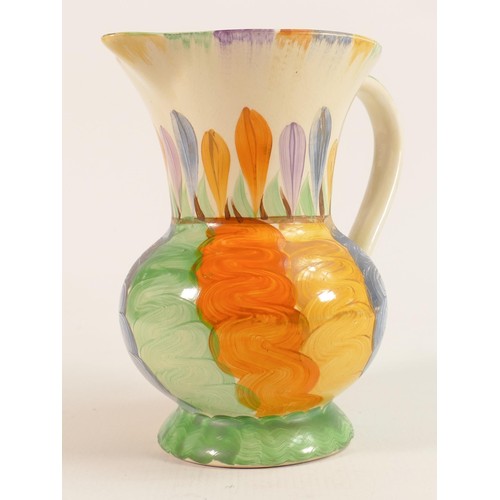 685 - Clarice Cliff Newport Pottery Crocus patterned jug, height 19cm.