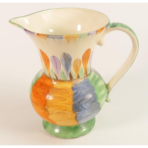 685 - Clarice Cliff Newport Pottery Crocus patterned jug, height 19cm.