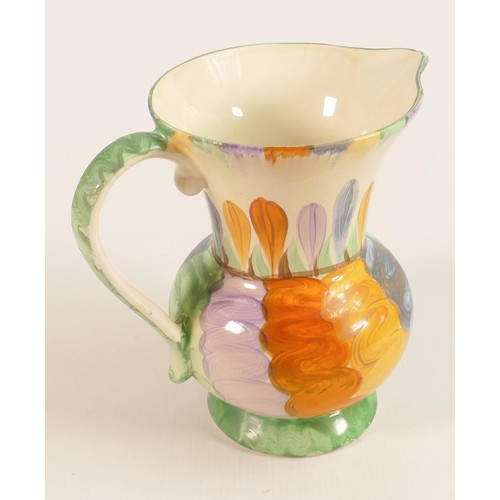 685 - Clarice Cliff Newport Pottery Crocus patterned jug, height 19cm.