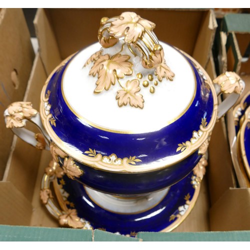 686 - A large impressive porcelain dinner service, Staffordshire mid 19th century.  A highly decorative di... 