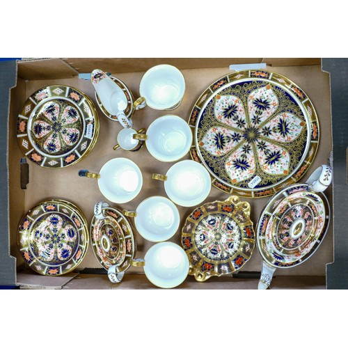 753 - Royal Crown Derby Imari tea set, c1900, comprising teapot, tray, 6 demitasse cups and saucers, cover... 