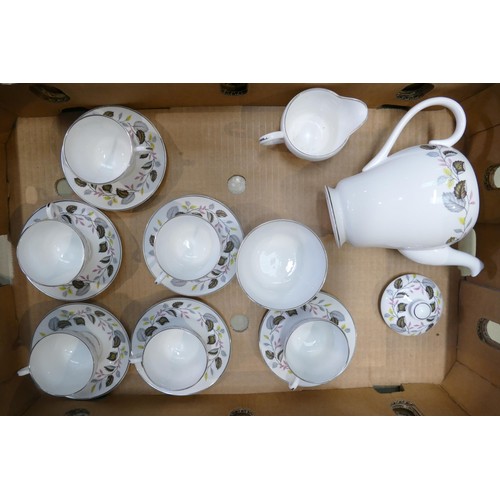 885 - Shelley Windsor shape coffee set, pattern 14131, Fern Down pattern. Consisting of 6 coffee cups & sa... 