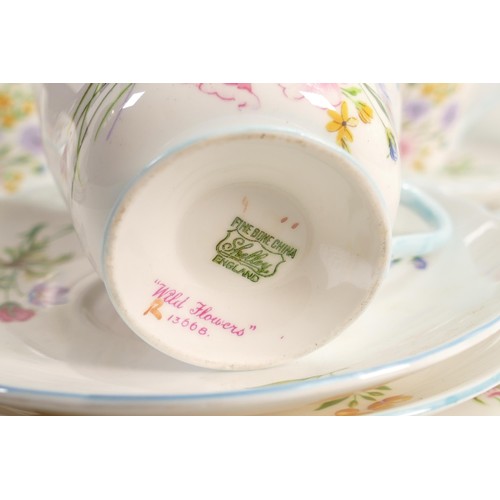 886 - Shelley Richmond shape tea set, pattern 13668, Wild Flowers pattern. Consisting of 7 coffee cups & s... 