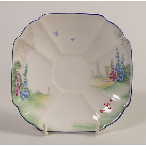 888 - Shelley 11606 Archway of Roses Art Deco Antique Shaped tea ware including trios, sandwich plate, cre... 