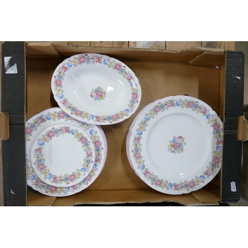 889 - A large collection of floral Shelley 2266 patterned tea & dinner ware including six trios, six handl... 