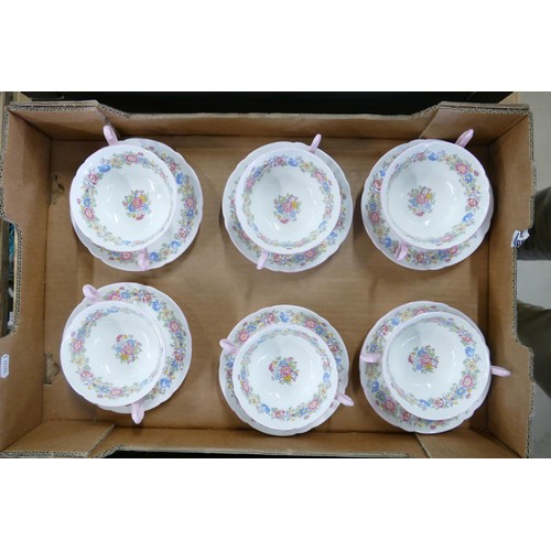 889 - A large collection of floral Shelley 2266 patterned tea & dinner ware including six trios, six handl... 