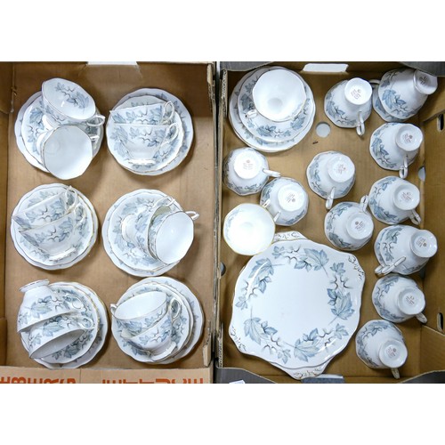 921 - Royal Albert Silver Maple patterned tea ware (54 items in two trays), mostly seconds.