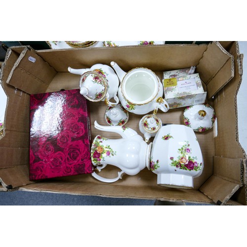 933 - A large collection of Royal Albert Old Country Roses patterned items including - tea pots, coffee po... 