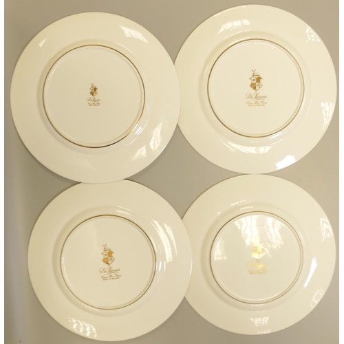 1006 - De Lamerie Fine Bone China heavily gilded Pink Exotic Garden patterned dinner plates, specially made... 