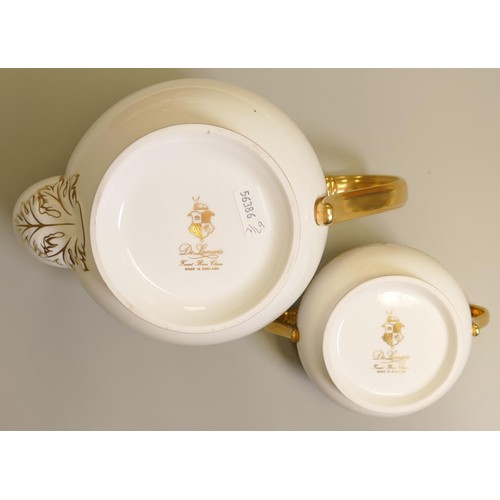 1013 - De Lamerie Fine Bone China heavily gilded Countess Flori Bunda patterned tea pot & sugar bowl, speci... 