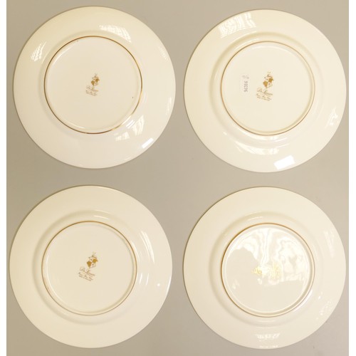 1016 - De Lamerie Fine Bone China heavily gilded Turquoise Exotic Garden patterned salad plates, specially ... 